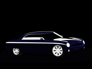 Classic coupe blue realistic vector illustration isolated