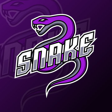 Snake viper mascot gaming logo design vector template
