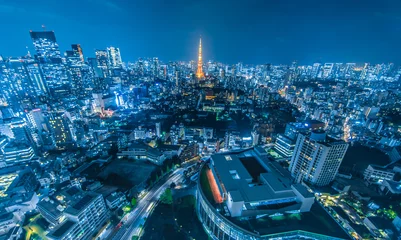 Poster Tokio Nacht uitzicht op Tokio