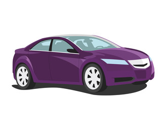 Sedan purple realistic vector illustration isolated
