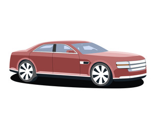 Fototapeta na wymiar Sedan red realistic vector illustration isolated
