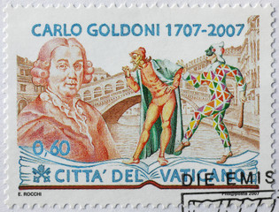 Italian playwright Carlo Goldoni on postage stamp