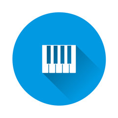 Piano vector icon on blue background. Flat image with long shadow.