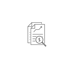 Vector document icon and magnifier. Document verification symbol on white isolated background.
