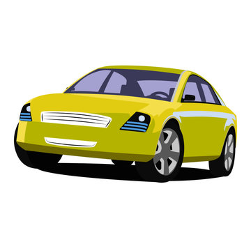 Sedan yelow realistic vector illustration isolated