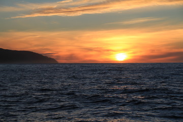 Fototapeta premium Sonnenuntergagn am Milford Sound
