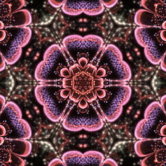 Dark blue and green fractal flower, digital artwork for creative - 303147982
