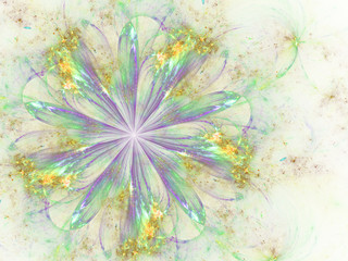 Soft green fractal flower, digital artwork for creative graphic design
