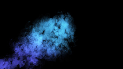Smoke bomb with blue mystery fog on isolated background for copyspace or text.