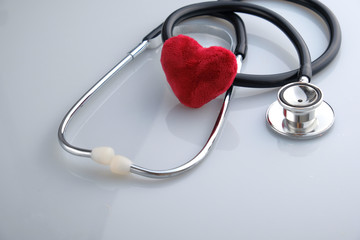 Red heart with stethoscope : Medical Concept