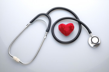 Red heart with stethoscope : Medical Concept