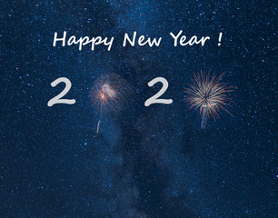 Happy New Year 2020 composite with fireworks for the zeros in 2020