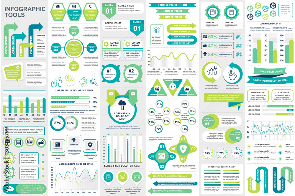 Aufkleber Bundle infographic elements data visualization vector design template. Can be used for steps, business processes, workflow, diagram, flowchart concept, timeline, marketing icons, info graphics.