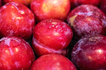 Ripe big plums close up.