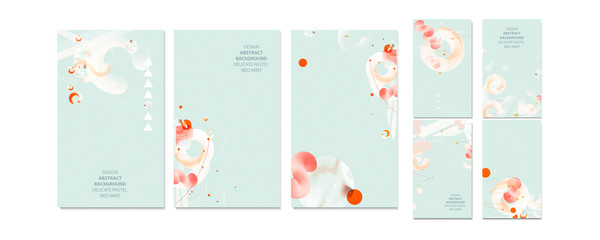 Elegant neo mint color pastel muted pale calm tones card templates set