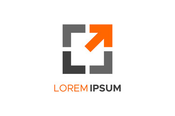 Square Arrow Up Logo. Arrow Out of Box Icon Design Template Element. Flat Vector Illustration.