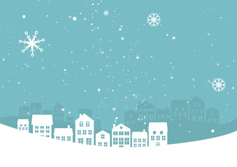 Naklejka na ściany i meble Christmas landscape with houses. For design flyer, banner, poster, invitation