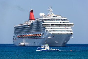 Drifting Cruise Ship near Grand Cayman Island