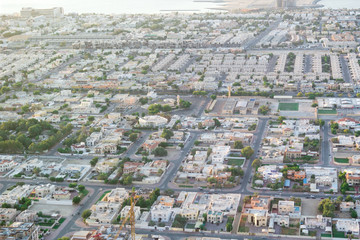 Aerial view of Dubai Suburbs next to the iconic Sheikh Zayed road - Luxury house and villa