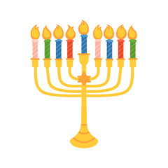 Jewish holiday Hanukkah menorah cute hand drawn design.