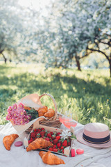 Picnic in the Park, croissants and strawberries