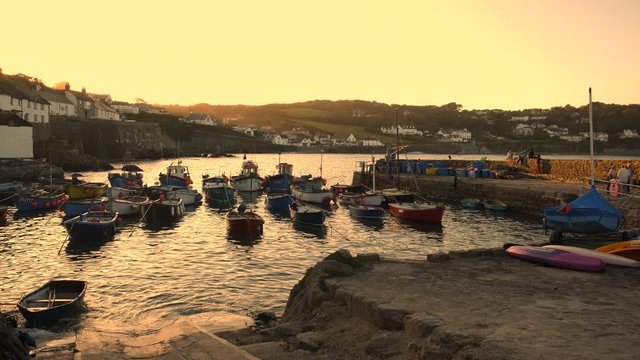 Cornwall England 14th September 2019 Coverack harbour in the evening ligtevening light 
