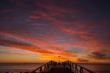  Image of pier over the Mediterranean sea at sunrise