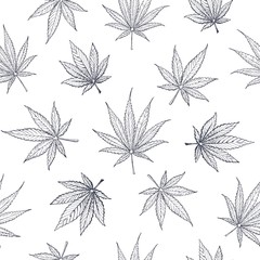 Cannabis and Marijuana leaves, seamless pattern