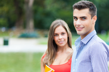 Fototapeta premium Happy students outdoor smiling confidently