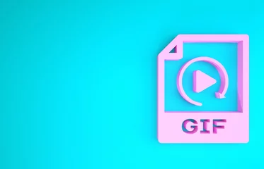 Fotobehang Pink GIF file document. Download gif button icon isolated on blue background. GIF file symbol. Minimalism concept. 3d illustration 3D render © vector_v