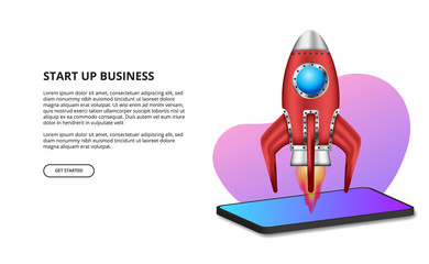 3D rocket launch concept for start up business product