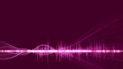 Abstract digital technology background. Futuristic sci-fi user interface concept with digital wave foram and lines for Big data, digital network, artificial intelligence, music, 