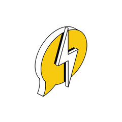 Bubbles chat Lightning. Vector 3d isometric, color web icon, new flat style. Creative illustration design, idea for infographics.