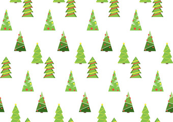Christmas tree seamless pattern, fir tree fairy forest, holiday paper, green ornament, winter design, cute logo, poster, banner, New yeear and Christmas background, celebration card, stylish print