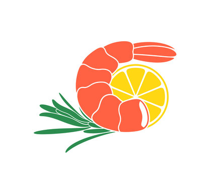 orange shrimp with lemon and green herbs clip art preview