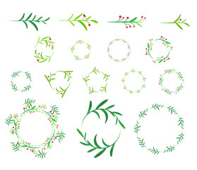wreath watercolour. Floral decoration on white background Vector