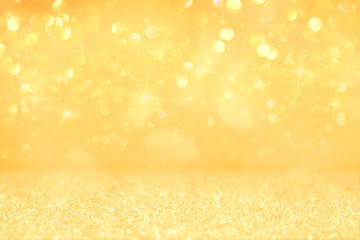 Luxury gold glitter with bokeh background, de-focused. concept for chrismas, holiday, happy new year, decoration.