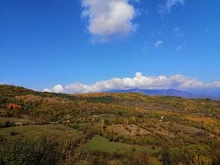 landscape with mountains and blue sky