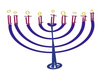 Hanukkah menorah drawing illustration with candles