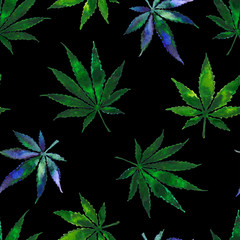 Cannabis or Marijuana leaves seamless pattern