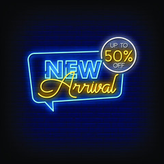 New Arrival Neon Signs Style Text vector