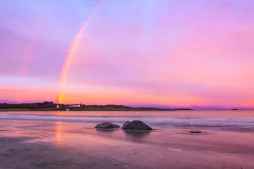 Foto op Canvas regenboog over strand bij farstad in noorwegen © Benjamin