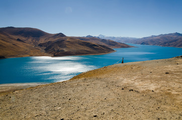 Panorama of Yamdrok Lake in Tibet