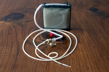 Antiparkinson medication gel (shown in the cartridge) is delivered to a patient's intestine via a jejunal tube or PEG-J.