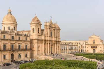 Fototapeta na wymiar Sicily, Noto town the Baroque Wonder - UNESCO Heritage Site. San Nicola is one of many new churches built after the earthquake of 1693.