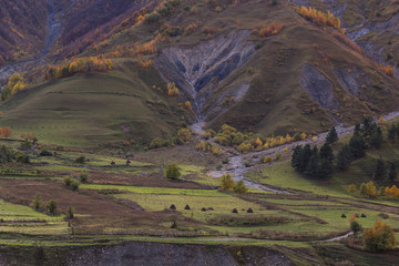 Beautiful views of the mountains in autumn, Georgia, Caucasus