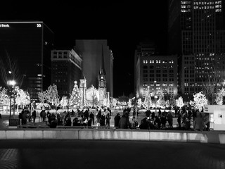 Cleveland, Ohio/USA -December 25,2019: Christmas Holiday Lights display at Public Square in...