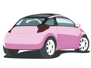 Fototapeta na wymiar Hatchback pink realistic vector illustration isolated