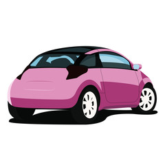 Fototapeta na wymiar Hatchback pink realistic vector illustration isolated
