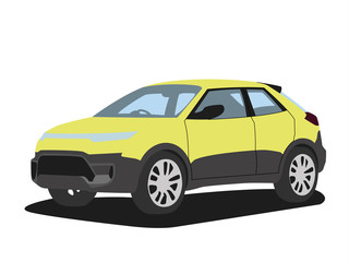 SUV yelow realistic vector illustration isolated